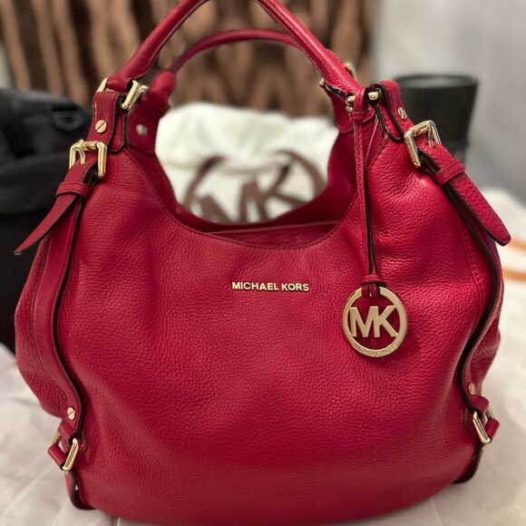 Michael Kors Red Leather Shoulder Bag – Gold Hardware - Picture 1 of 7